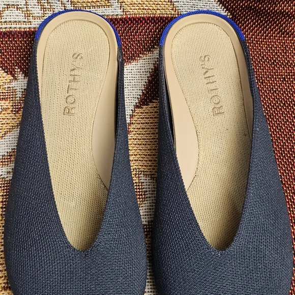Rothy's Almond Toe Demi Flats Mules Navy Women's Size 7 Shoes Loafers Rothys - Picture 8 of 13